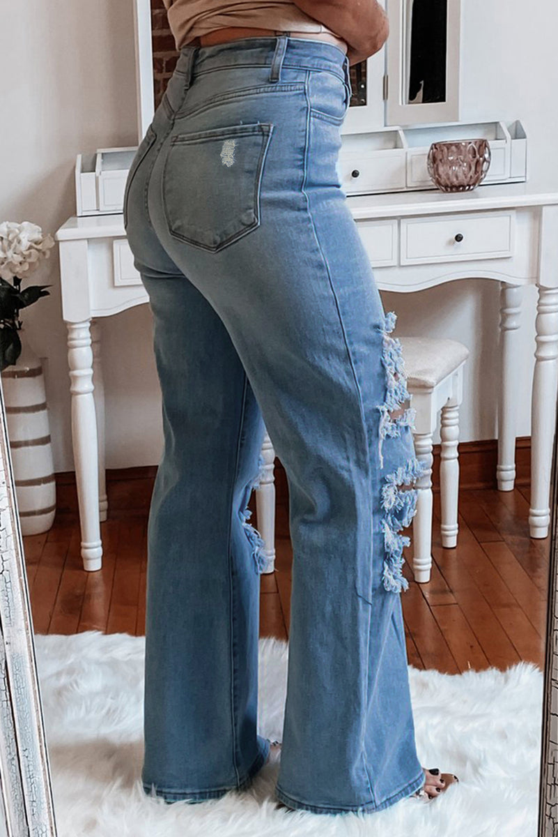 Distressed Bell Bottom Jeans