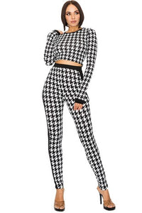 Houndstooth Fitted Pant Set