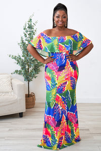 Palm Tree Summer Dress | Multicolor Print