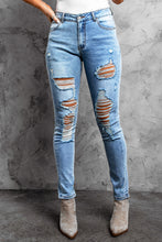 Load image into Gallery viewer, Light Blue Distressed Jeans
