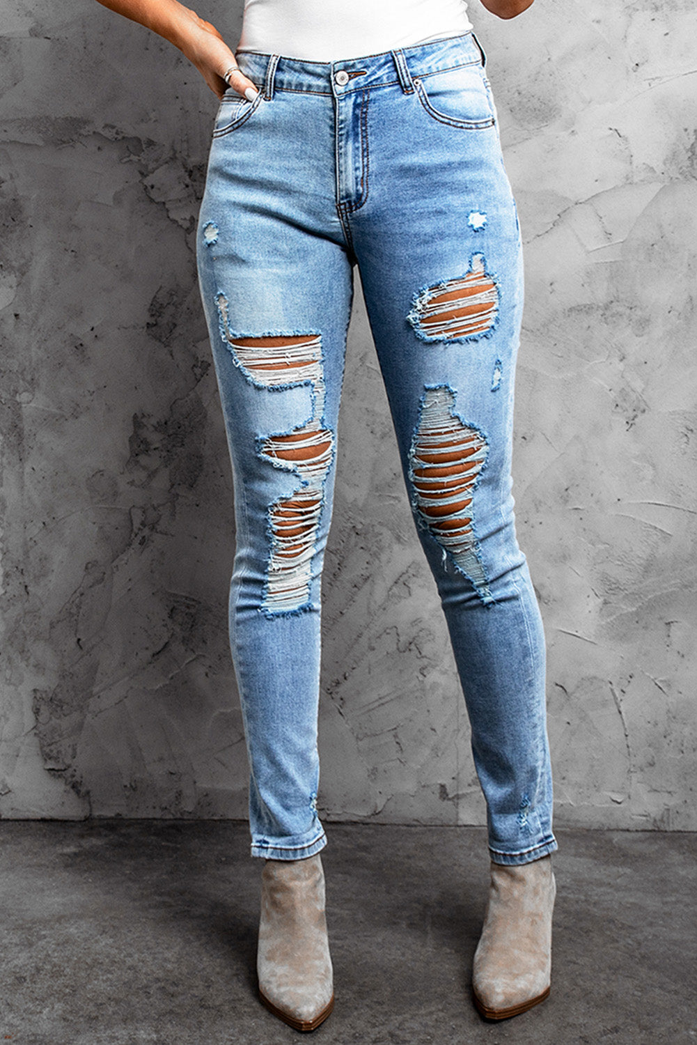 Light Blue Distressed Jeans